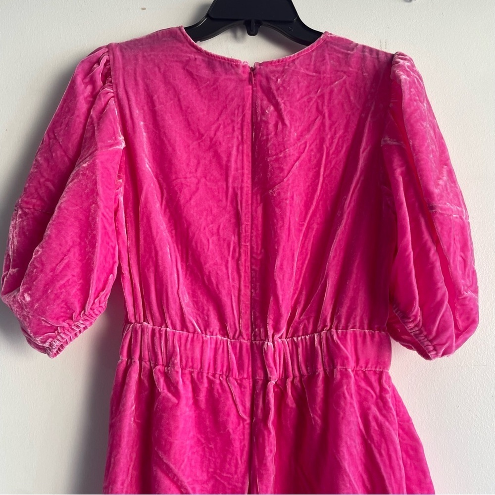 Rhode Pia Puff Sleeve Draped Dress pink velvet 22644 - Picture 10 of 14
